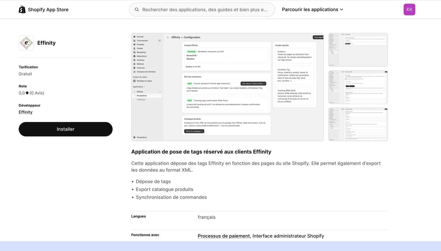 Projet Shopify Effinity